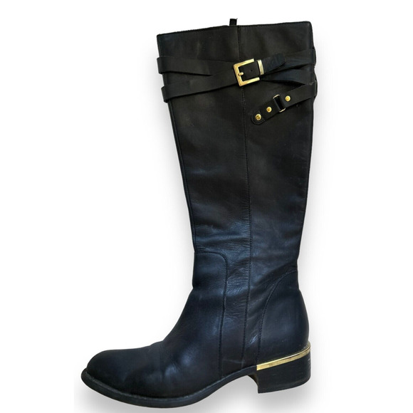 Franco Sarto Lea Celeste Black Leather Tall Riding Boots Size 7 #C3135L1001 - Picture 5 of 15